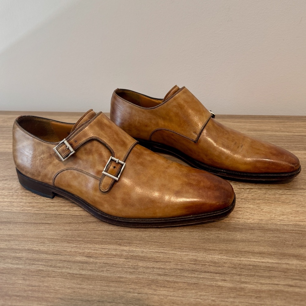 Magnanni Men's Double Monk Strap Dress Shoes – Cognac Tan